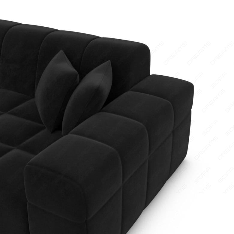 Couch Ibiza L Form in Stoff Kurz schwarz