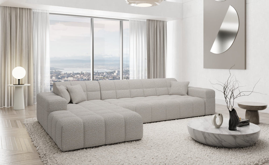Couch Ibiza L-Form in Stoff Kurz