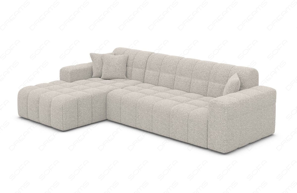 Couch Ibiza L-Form in Stoff Kurz Pearl