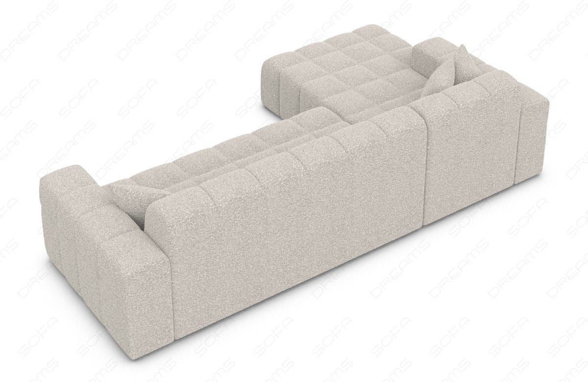 Couch Ibiza L-Form in Stoff Kurz Pearl