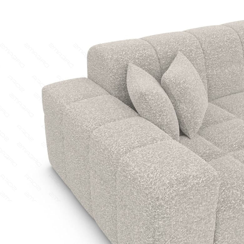 Couch Ibiza L-Form in Stoff Kurz Pearl