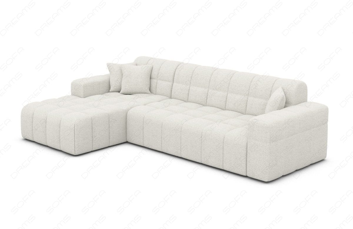 Couch Ibiza L-Form in Stoff Kurz Weiß