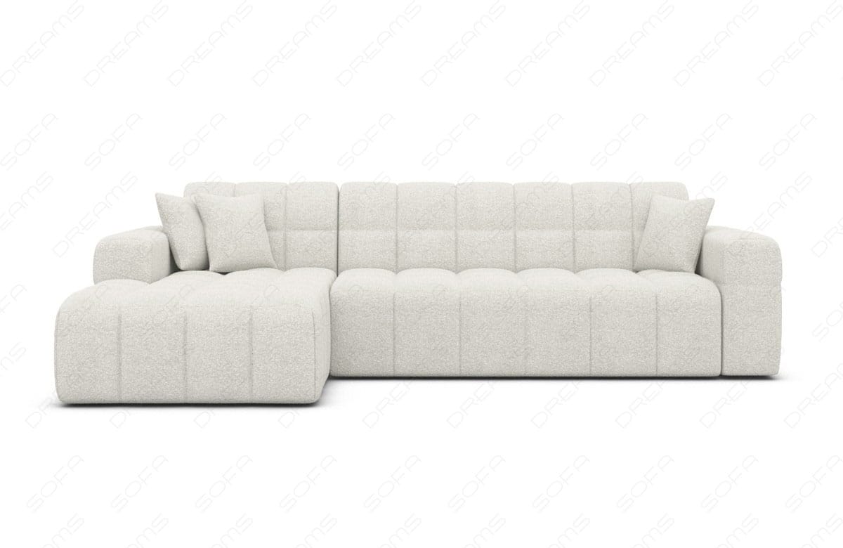 Couch Ibiza L-Form in Stoff Kurz Weiß