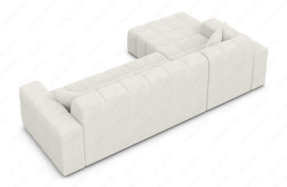 Couch Ibiza L-Form in Stoff Kurz Weiß