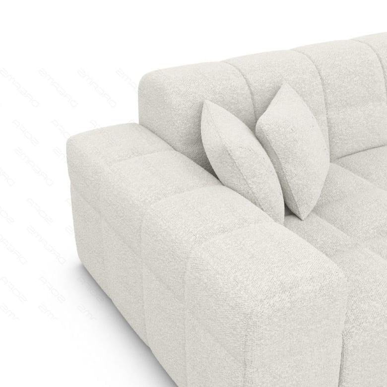 Couch Ibiza L-Form in Stoff Kurz Weiß