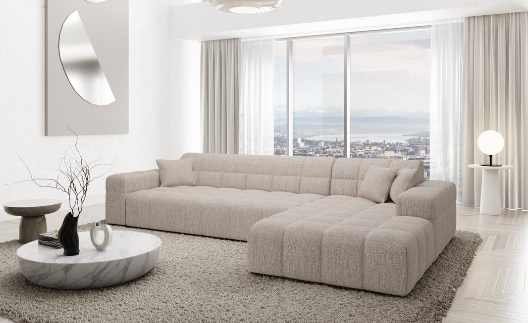 Couch Ibiza L-Form in Stoff Kurz