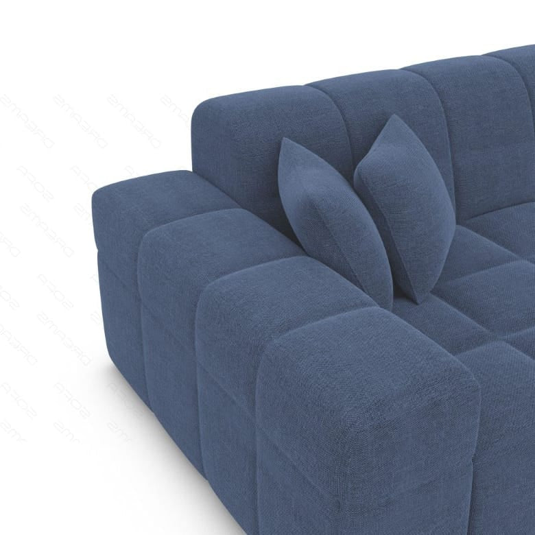 Ecksofa Ibiza L Form Stoff Blau