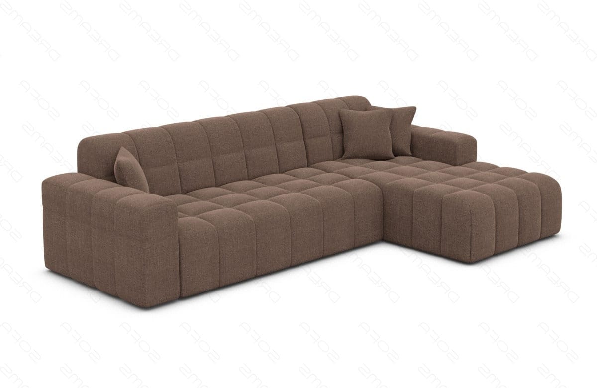Couch Ibiza L Form in Stoff Kurz braun