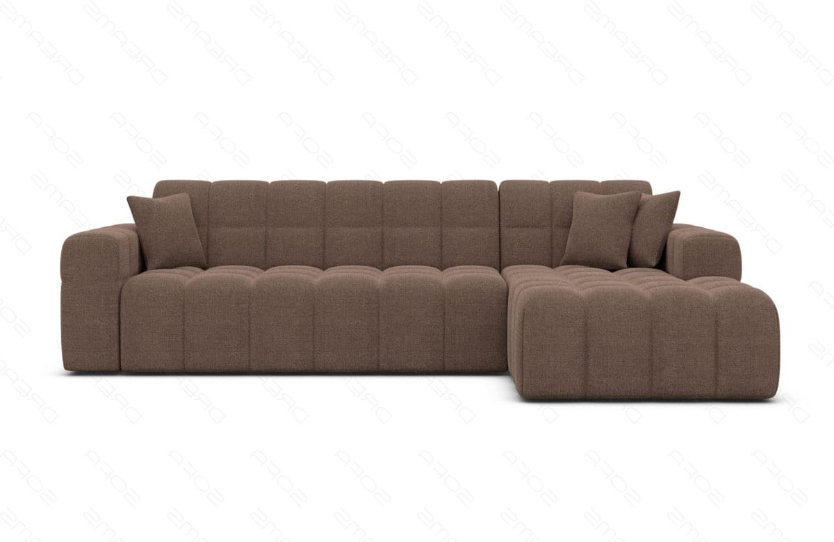 Couch Ibiza L Form in Stoff Kurz braun