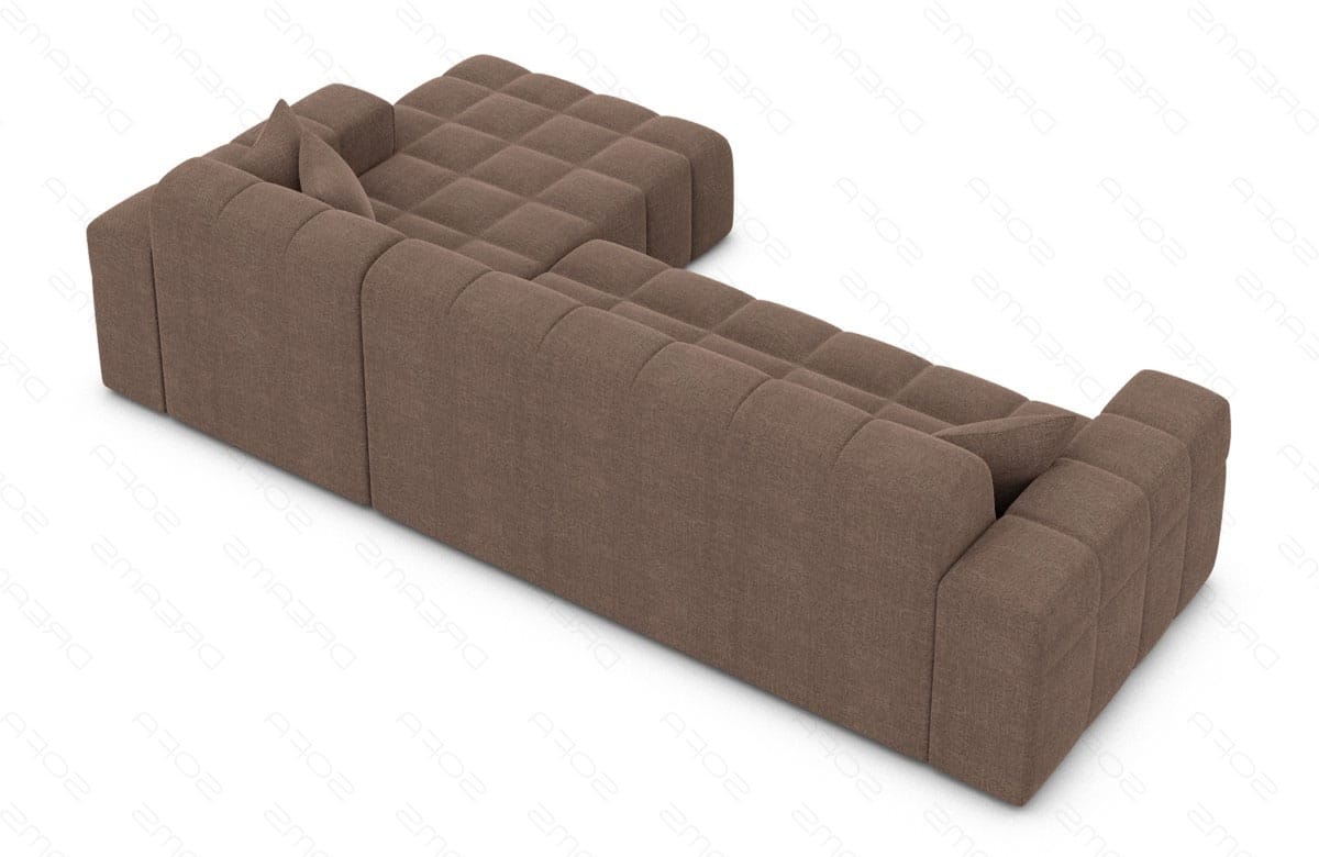 Couch Ibiza L Form in Stoff Kurz braun