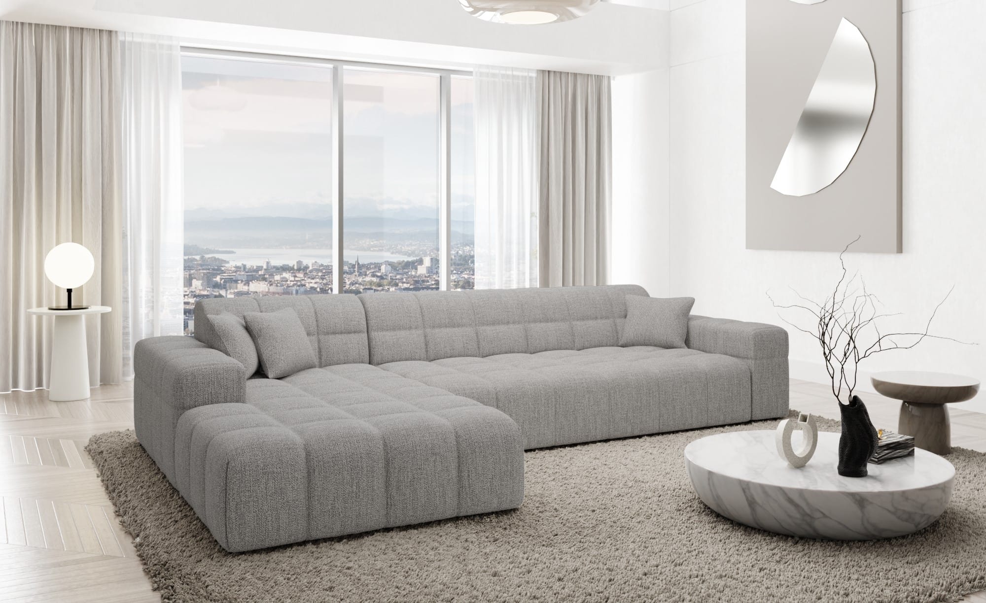 Polster Ecksofa Ibiza L-Kurz – Komfort & Design Hellgrau