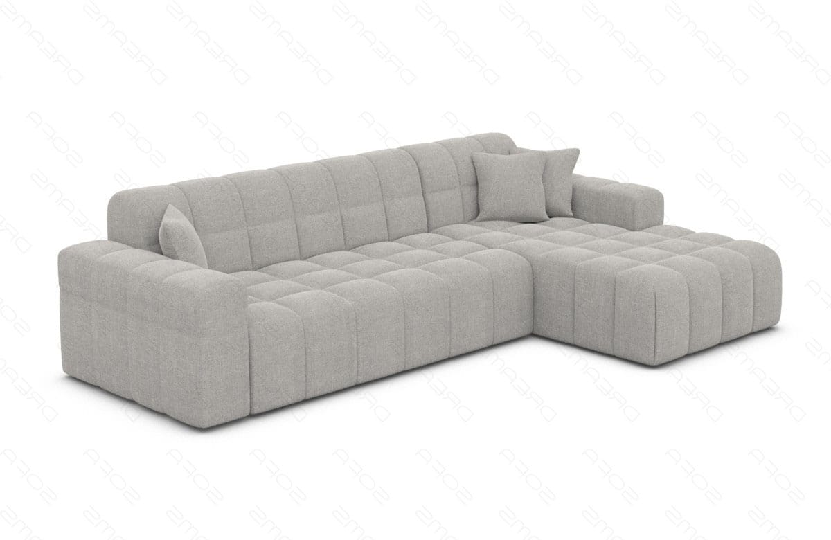 Couch Ibiza L-Form in Stoff Kurz Hellgrau
