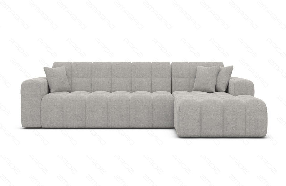 Couch Ibiza L-Form in Stoff Kurz Hellgrau