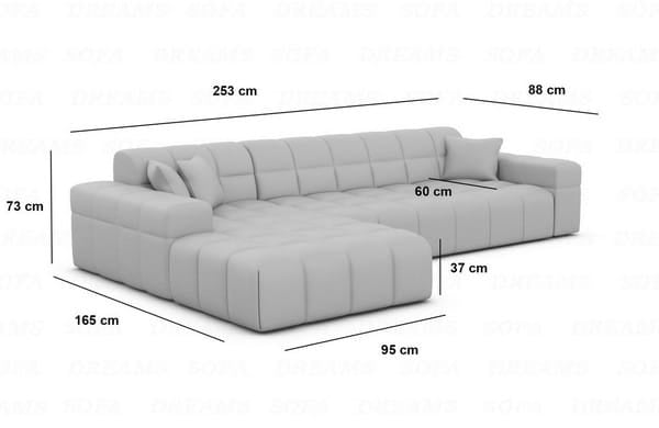 Couch Ibiza L-Form in Stoff Kurz Hellgrau
