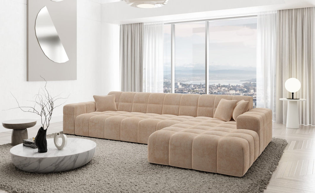 Couch Ibiza L-Form in Stoff Kurz