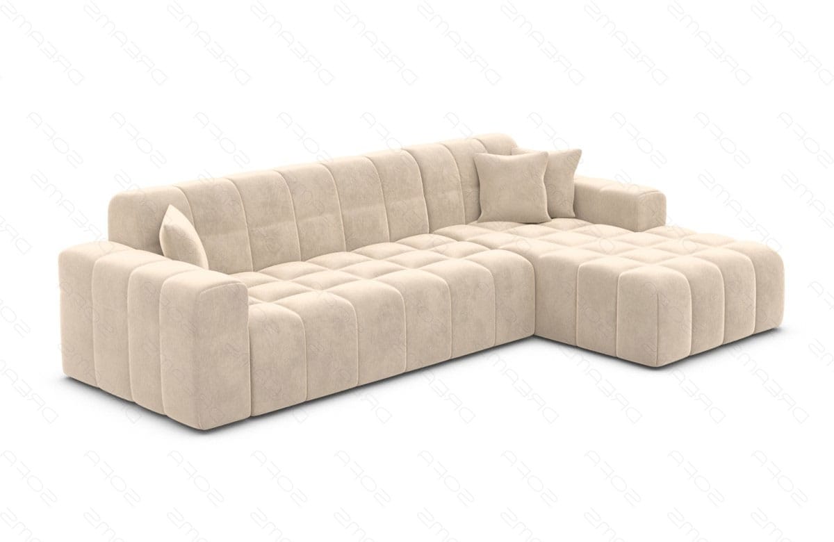 Couch Ibiza L-Form in Stoff Kurz Beige