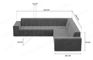 Couch Gran Canaria L-Form in Stoff Braun