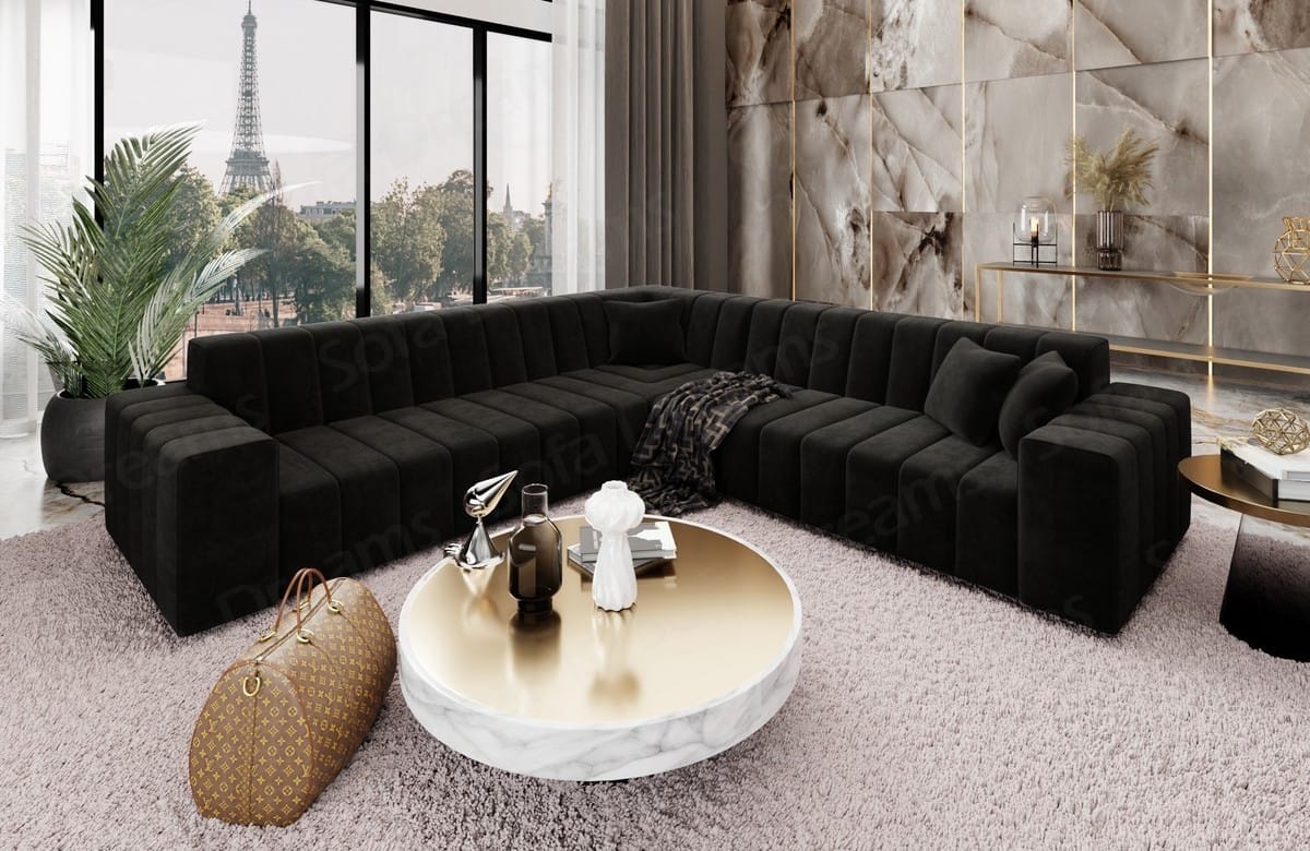 Couch Gran Canaria L-Form in Stoff Schwarz