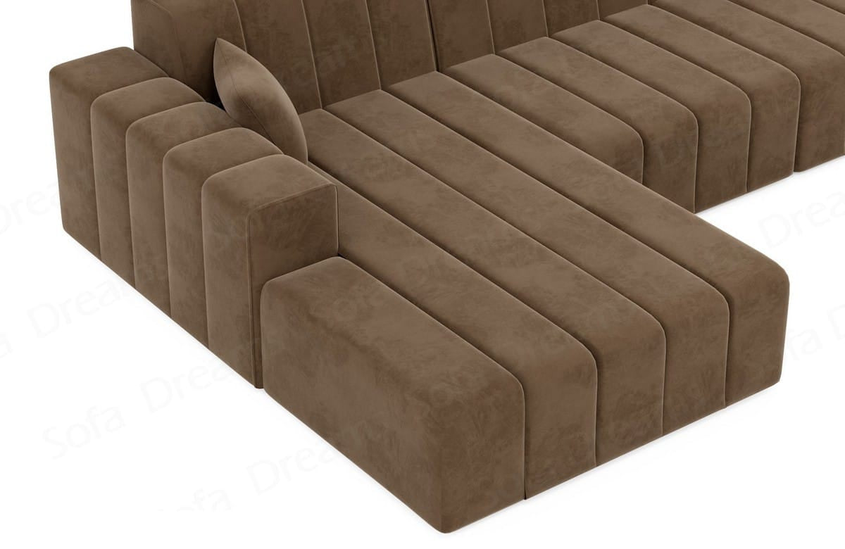 Couch Gran Canaria L-Form in Stoff Kurz braun