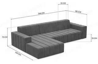 Couch Gran Canaria L-Form in Stoff Kurz Braun