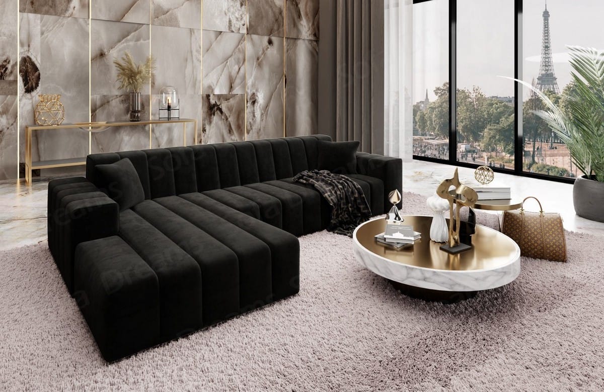 Polster Ecksofa Gran Canaria L-Kurz – Modern & Bequem Schwarz