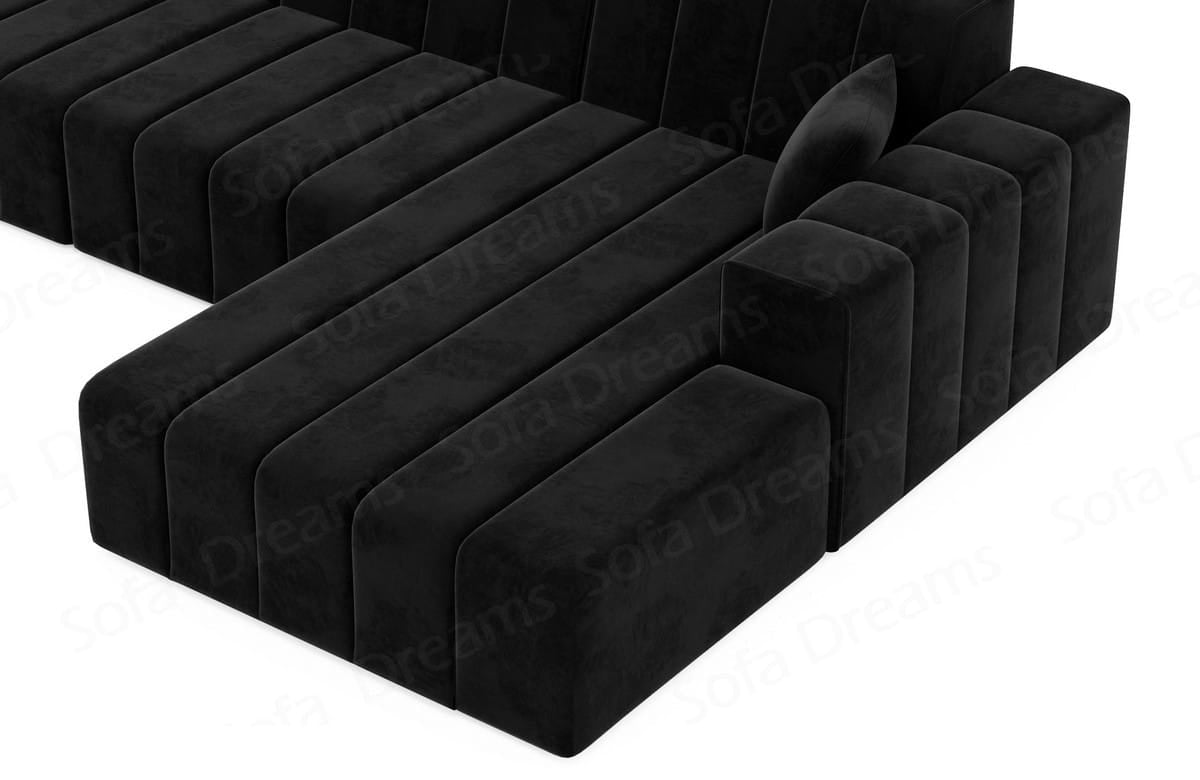Couch Gran Canaria L Form in Stoff Kurz schwarz