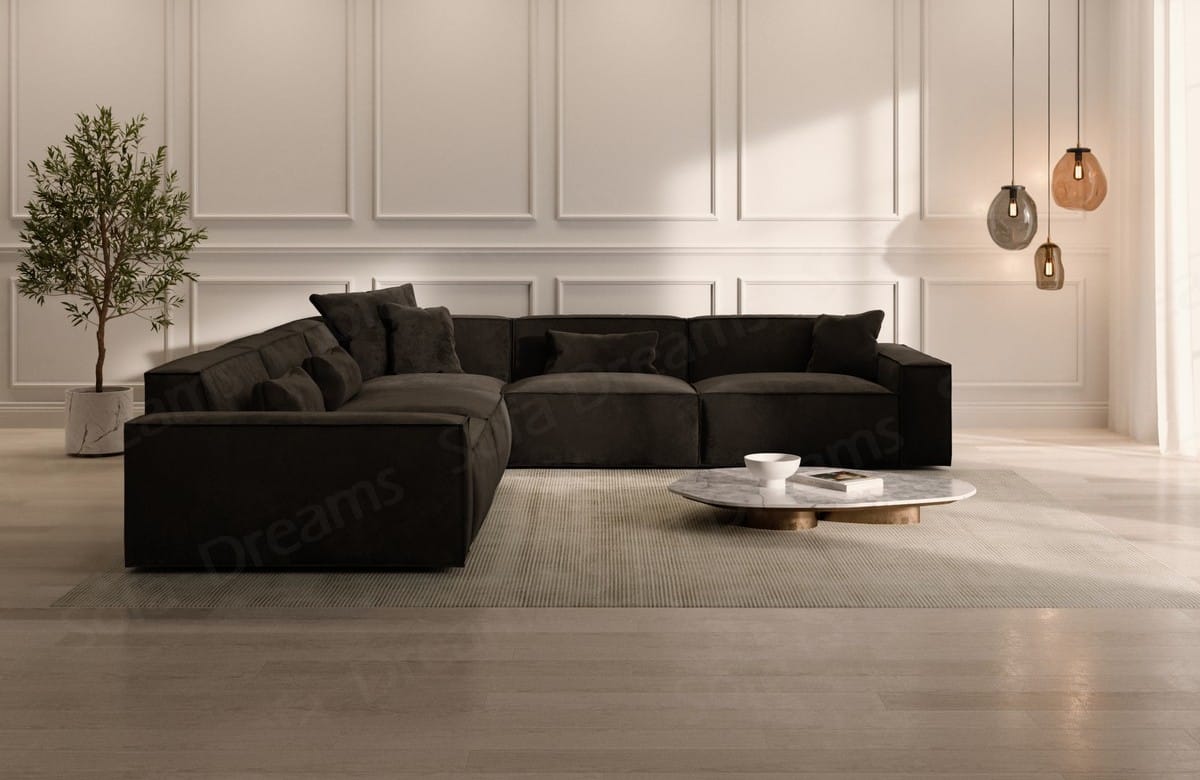 Ecksofa Formenta L-Form aus Stoff Schwarz