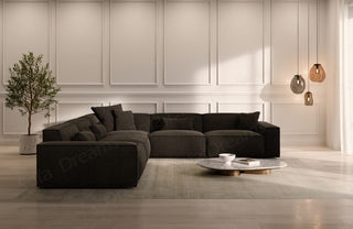 Ecksofa Formenta L-Form aus Stoff Schwarz