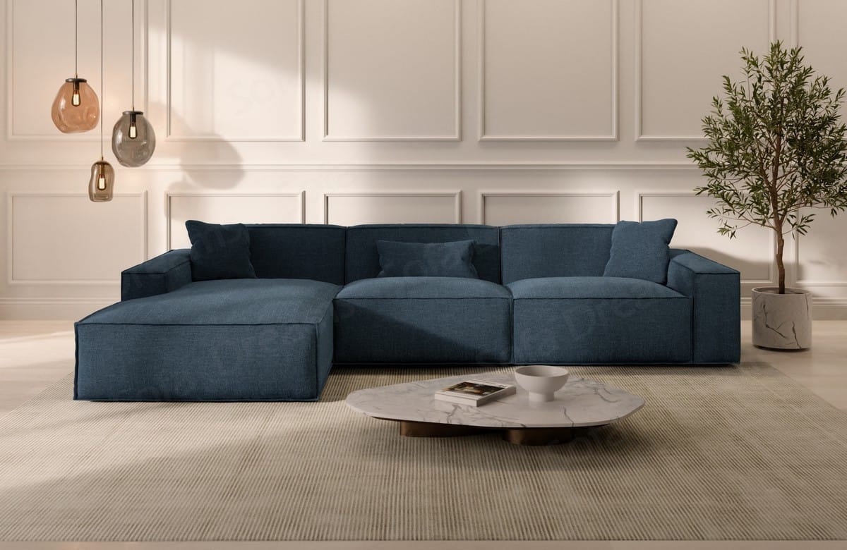 Stoff Ecksofa Formenta L-Form Blau