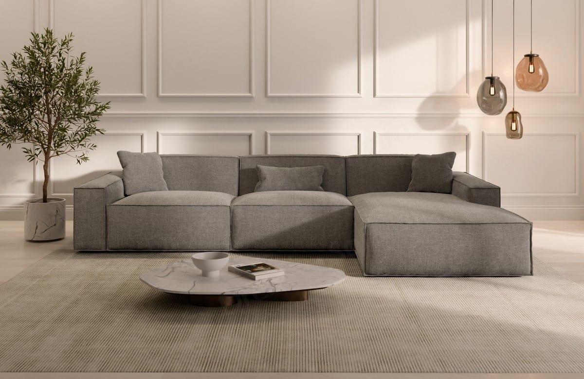Stoff Ecksofa Formenta L-Form dunkelgrau