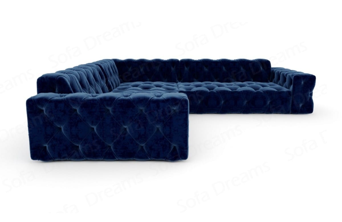 Couch Menorca L-Form in Stoff Dunkelblau