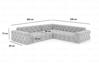 Couch Menorca L-Form in Stoff Dunkelblau