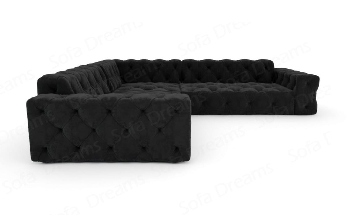Couch Menorca L-Form in Stoff Schwarz