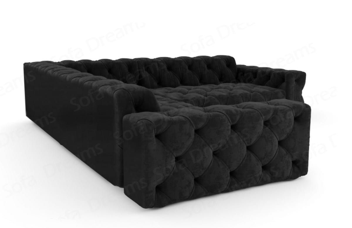 Couch Menorca L-Form in Stoff Schwarz