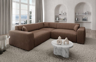 Ecksofa Mallorca L-Form aus Stoff Braun