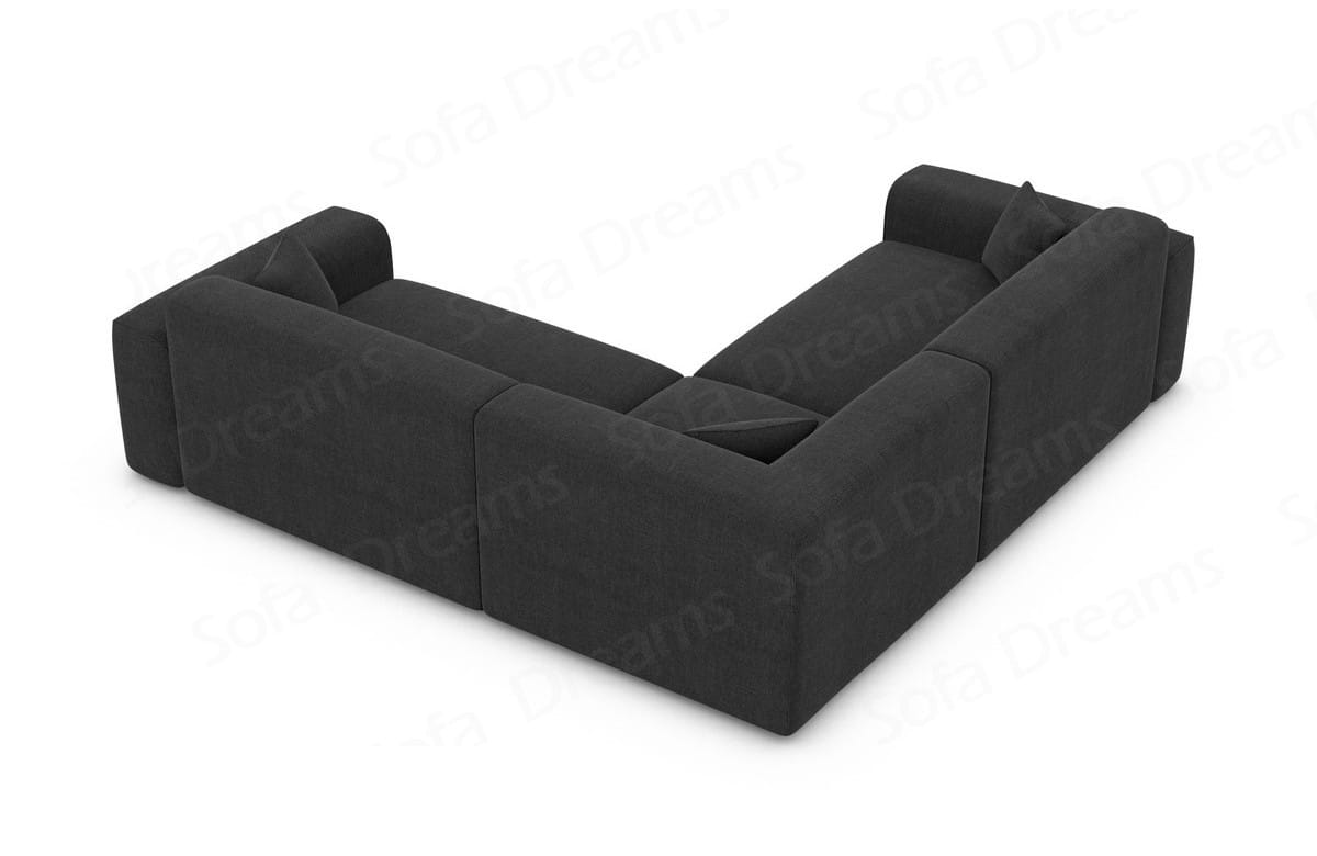 Ecksofa Mallorca L-Form aus Stoff schwarz