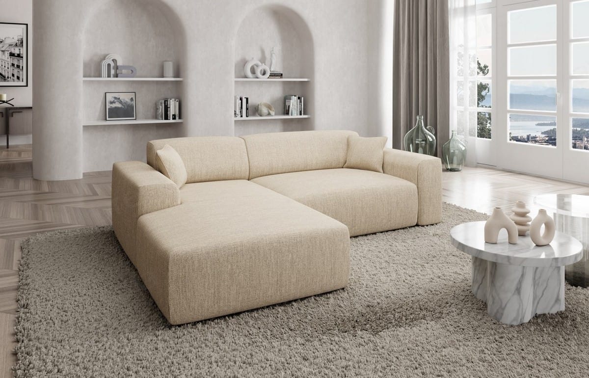 Couch Mallorca L Form Stoff Beige
