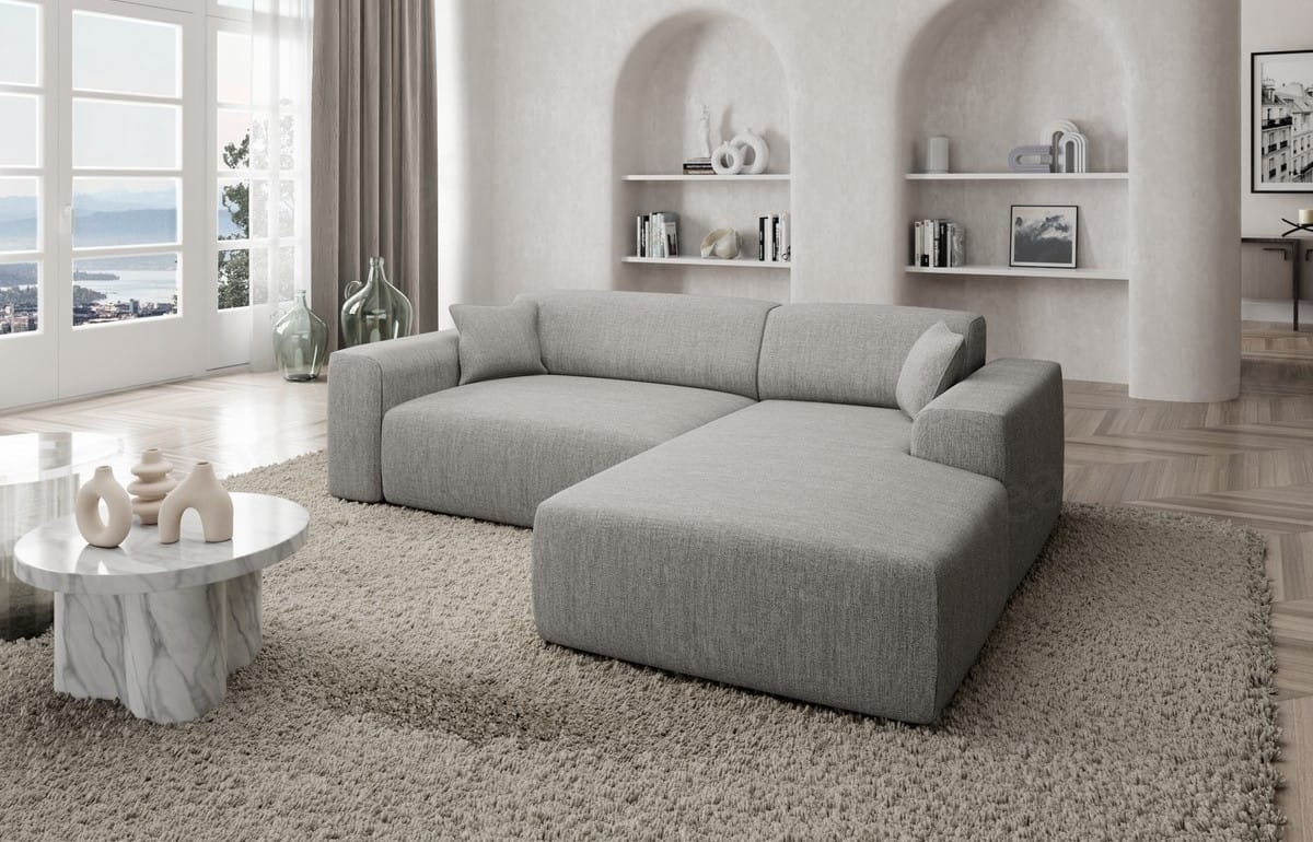Stoff Ecksofa Mallorca L-Form Hellgrau