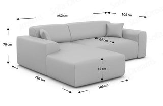 Stoff Ecksofa Mallorca L-Form Hellgrau