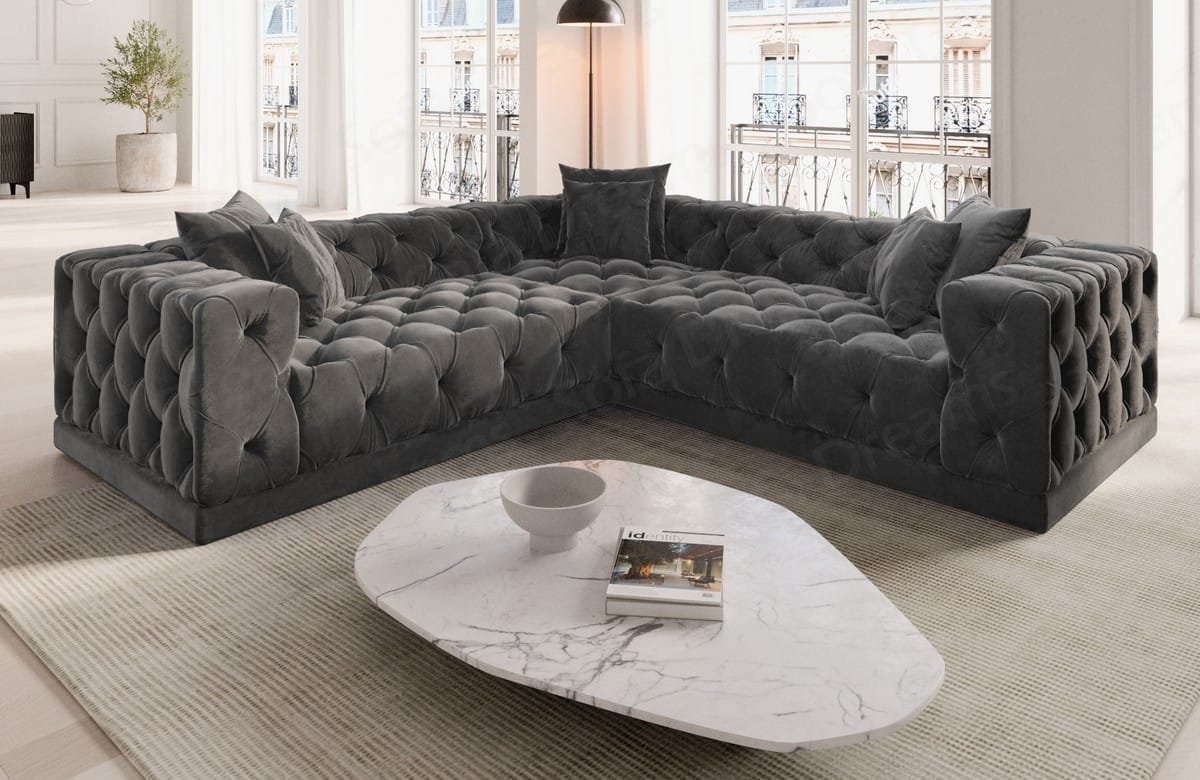 Polster Ecksofa Palma in L-Form Dunkelgrau