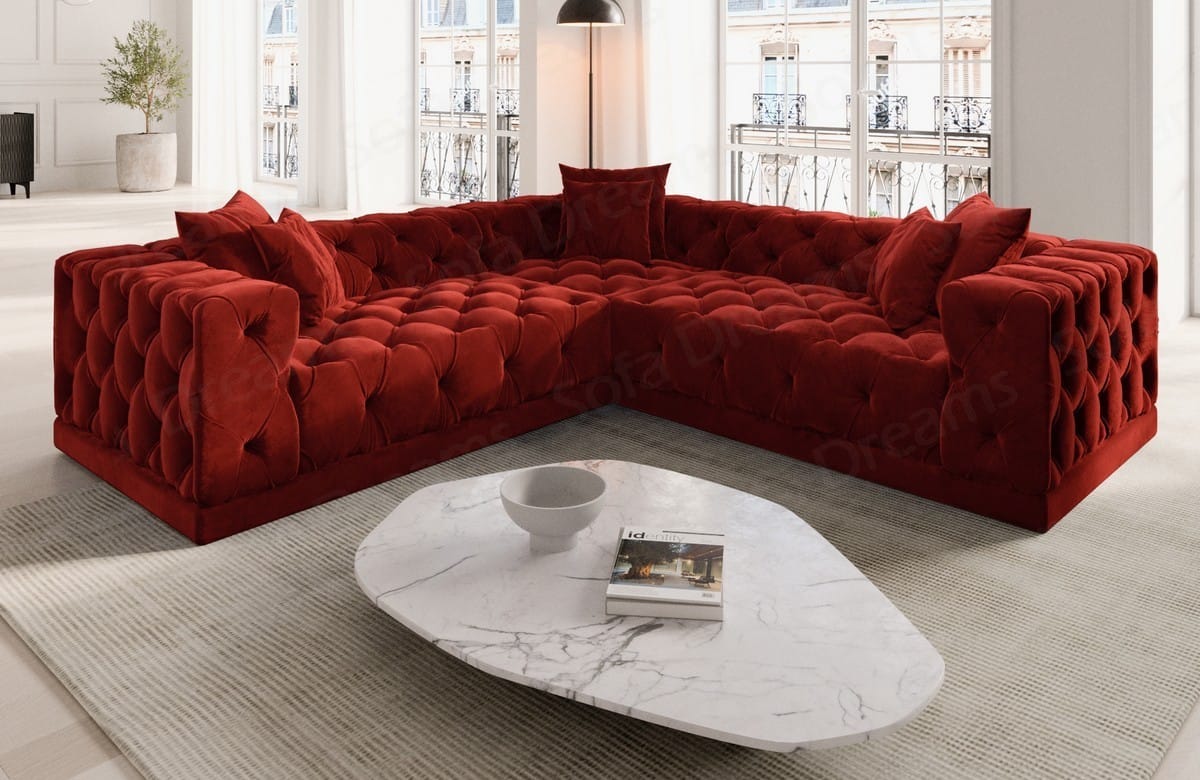 Ecksofa Palma L-Form aus Stoff Rot