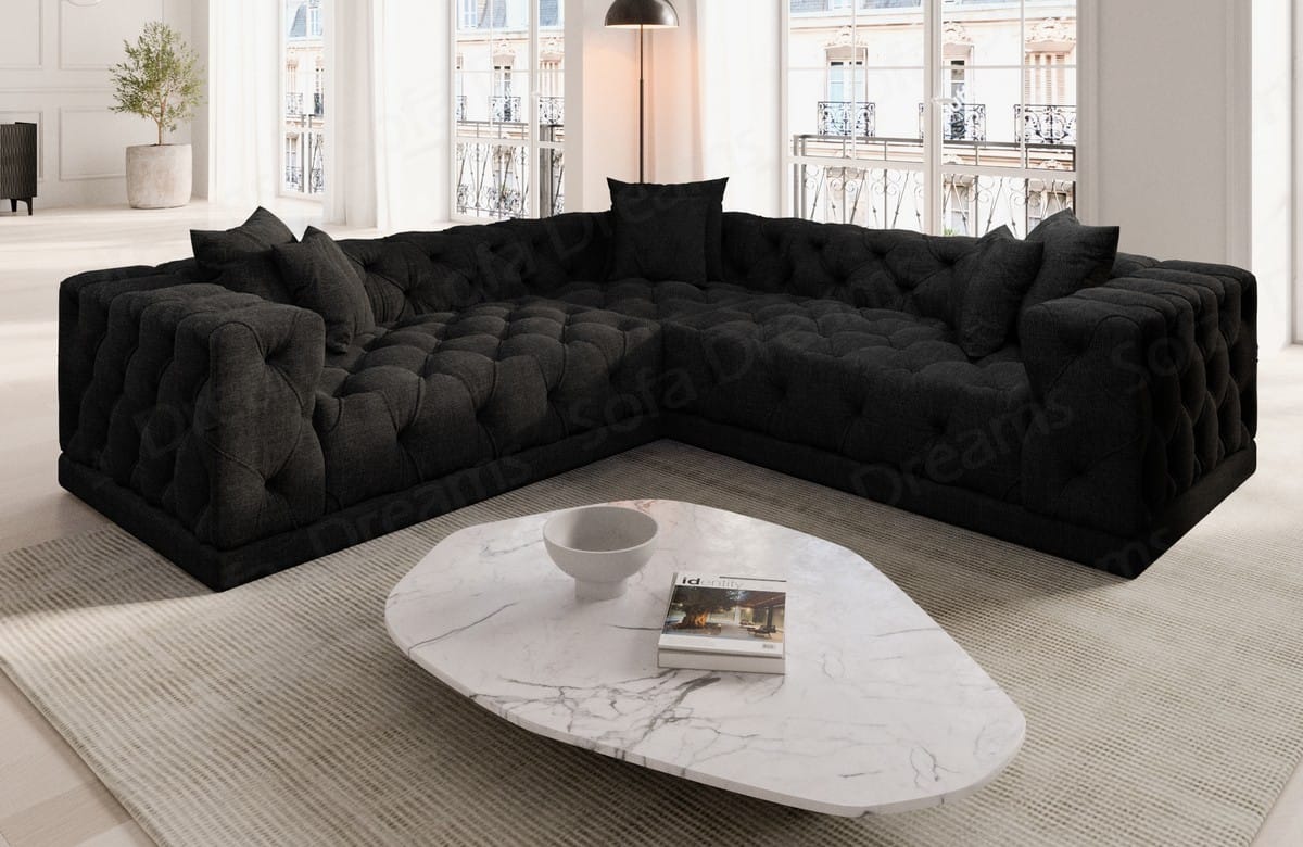 Polster Ecksofa Palma in L-Form Schwarz