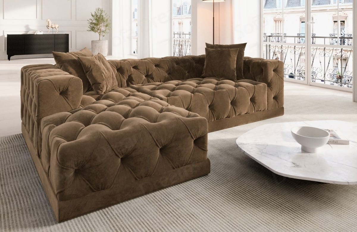 Stoff Ecksofa Palma L-Form Braun