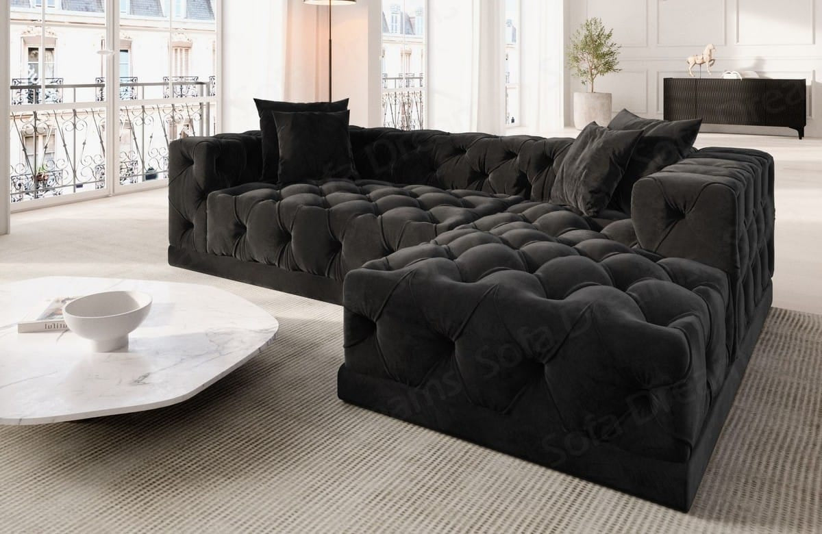 Stoff Ecksofa Palma L-Form Schwarz