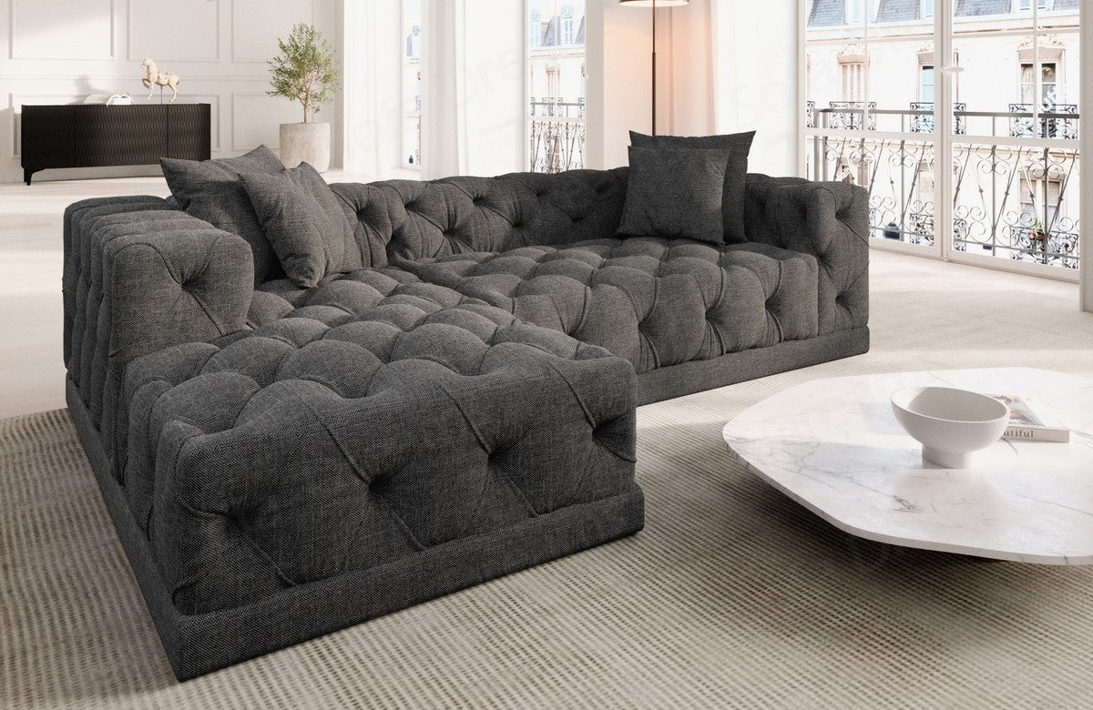 Polster Ecksofa Palma L-Form Kurz Anthrazit