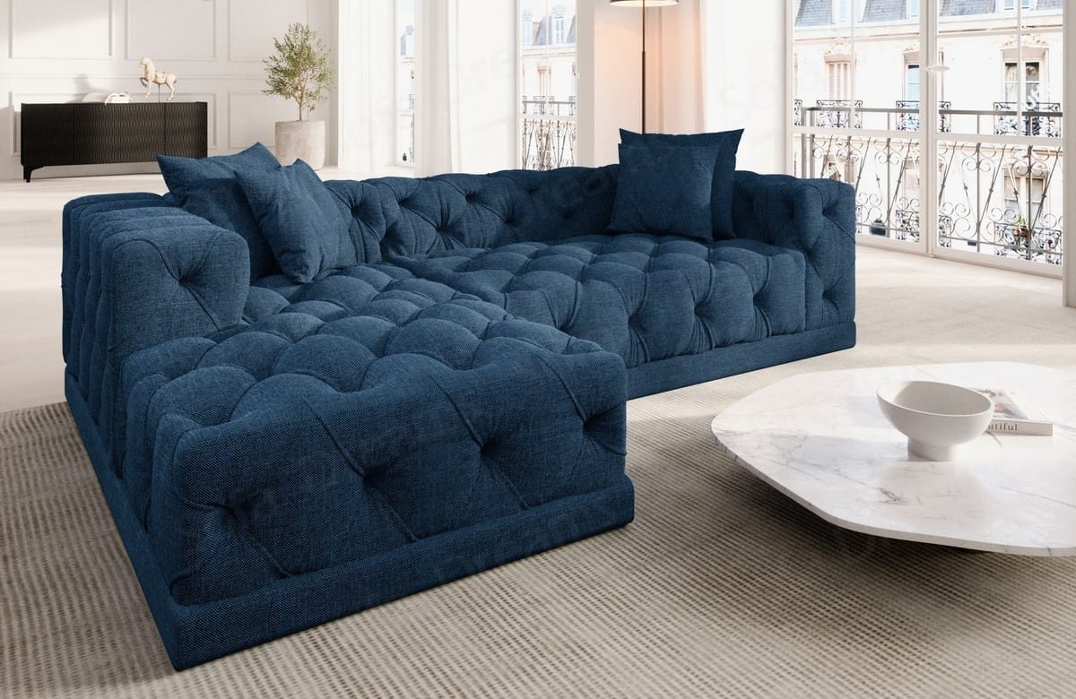 Stoff Ecksofa Palma L-Form Blau