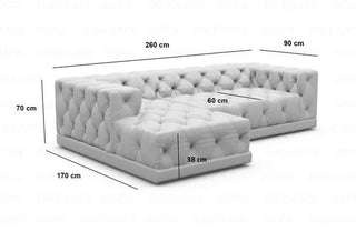 Stoff Ecksofa Palma L-Form Dunkelgrau