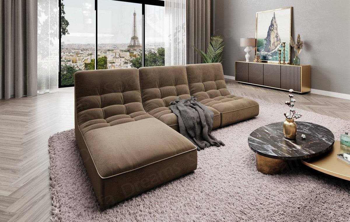Polster Ecksofa Melilla in L-Form Braun