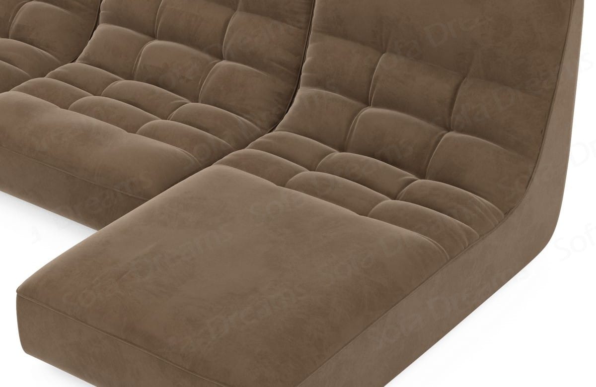 Ecksofa Melilla L-Form aus Stoff Braun