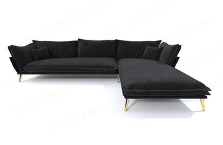 Stoff Ecksofa Lobos L-Form Schwarz